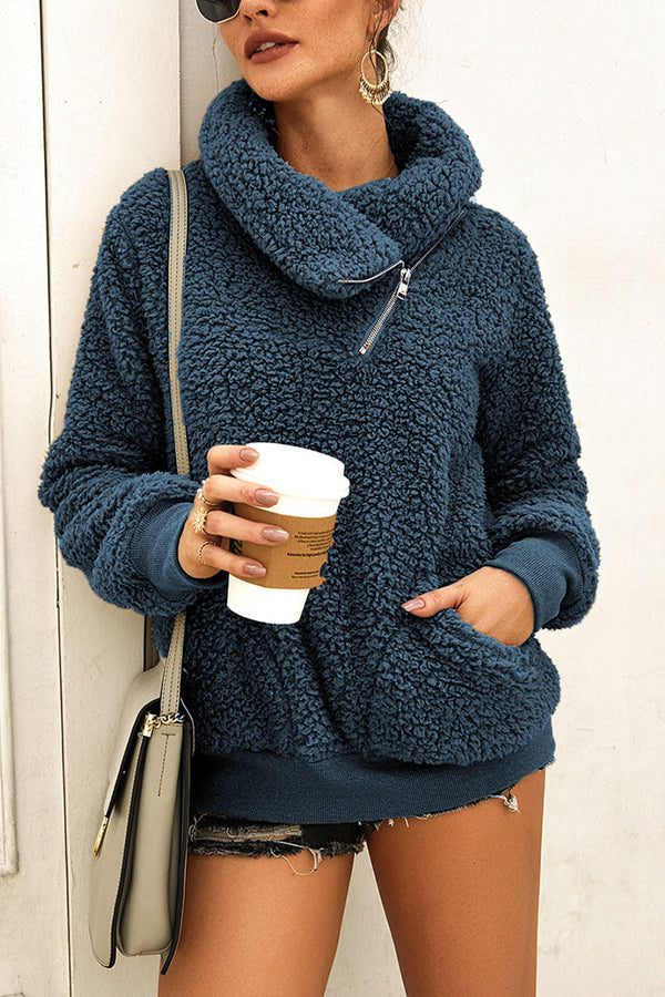 Levoire | Haut De Streetwear Avec Col Rabattable En Couleur Unie Bleu foncé