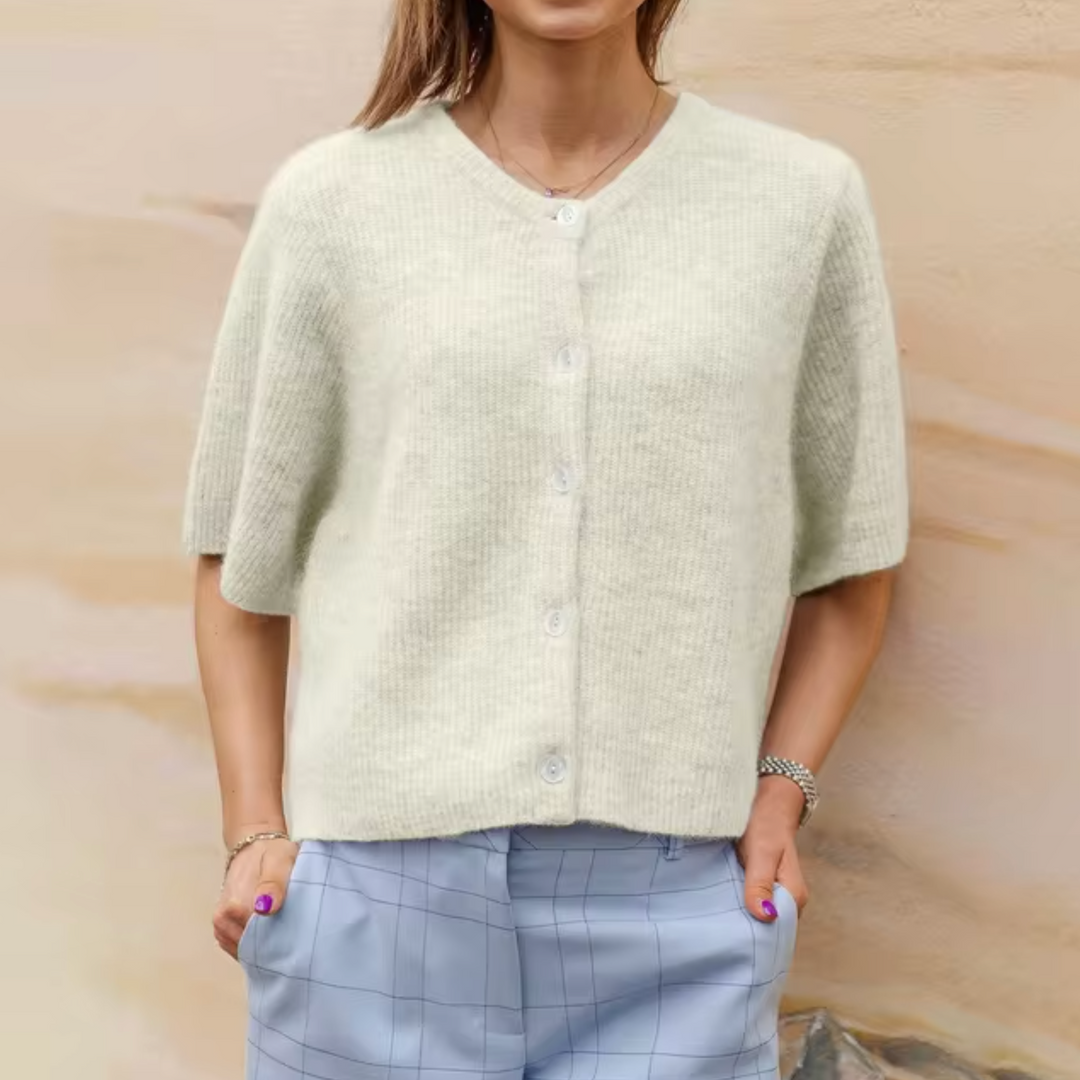 Levoire | Veste En Tricot Courte Avec Boutons Pour Femmes Beige