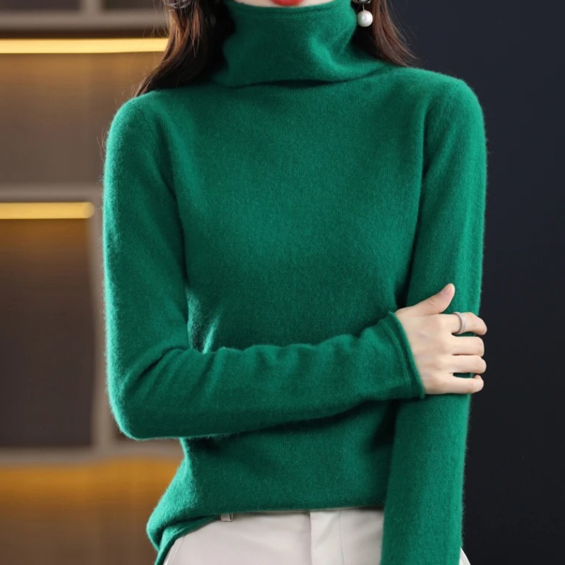 Levoire | Pull à col montant pour femmes Pull confortable, doux et élégant Vert