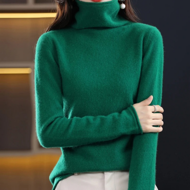 Levoire | Pull à col montant pour femmes Pull confortable, doux et élégant Vert