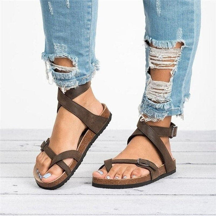 Levoire | Sandales Élégantes Avec Des Sangles En Cuir Braun