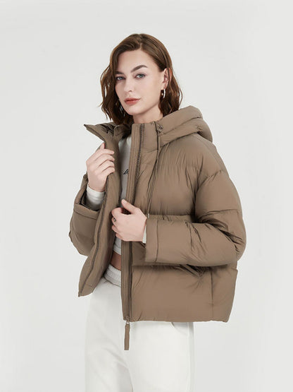 Doudoune Épaisse avec Capuche et Poches Kaki