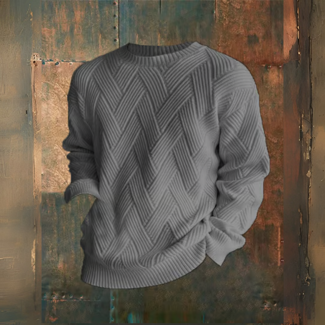 Levoire | Motif À Carreaux Col Rond Décontracté Sweatshirt Gris