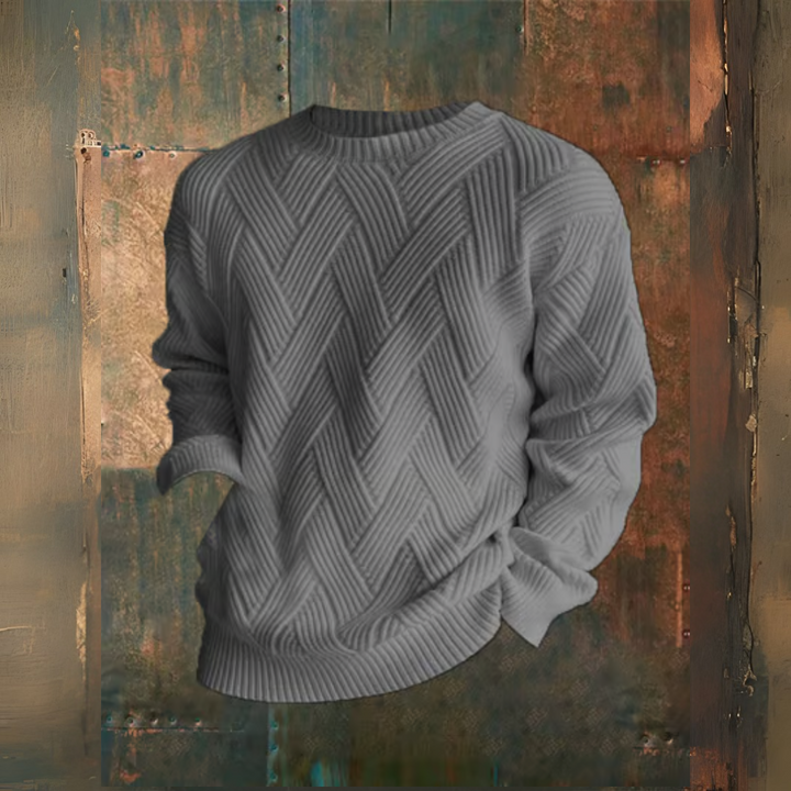 Levoire | Motif À Carreaux Col Rond Décontracté Sweatshirt Gris