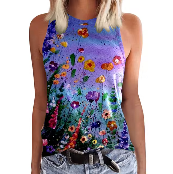 Levoire | T-Shirts Sans Manches Avec Imprimé Floral Bleu lila