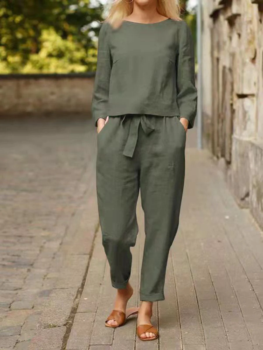 Levoire | Ensemble Classique Confortable Deux Pièces Vert militar