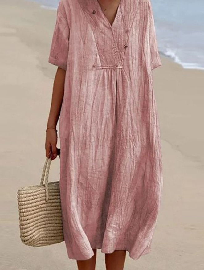 Levoire | Robe Femme Tendance Robe Midi Aérée pour le Printemps/Été Rosa