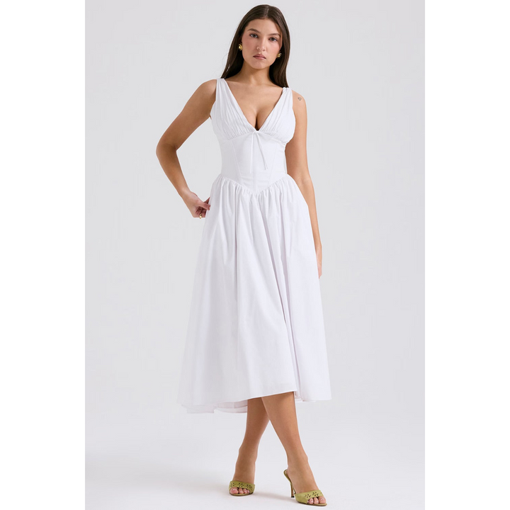 Levoire | Corset Levoire | Robe D'Invitée De Mariage D'Été - Maxi Blanc