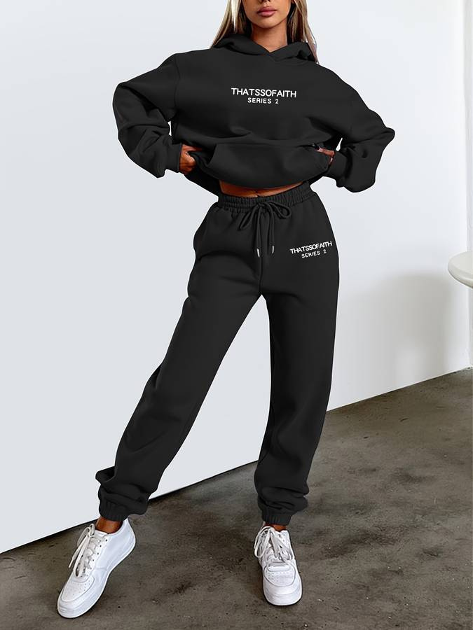 Levoire | Ensemble de jogging confortable pour femmes deux pièces Noir