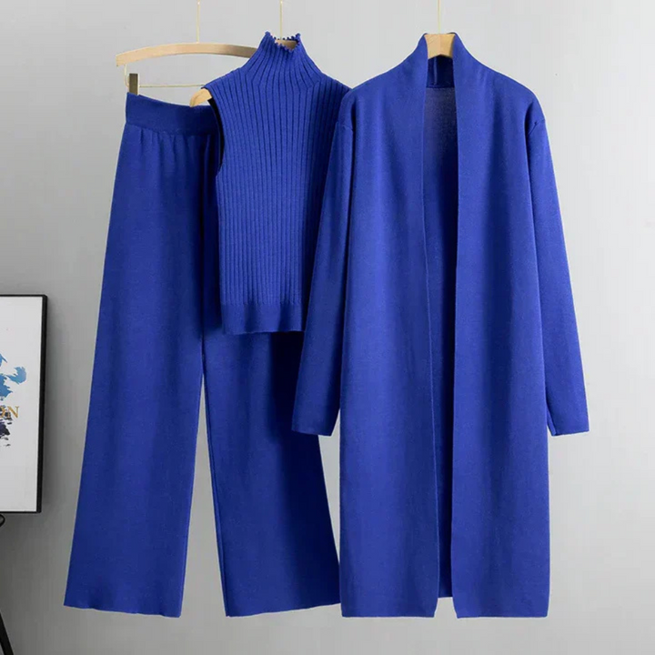 Levoire | Ensemble tricoté trois pièces pour femmes Bleu Taille unique