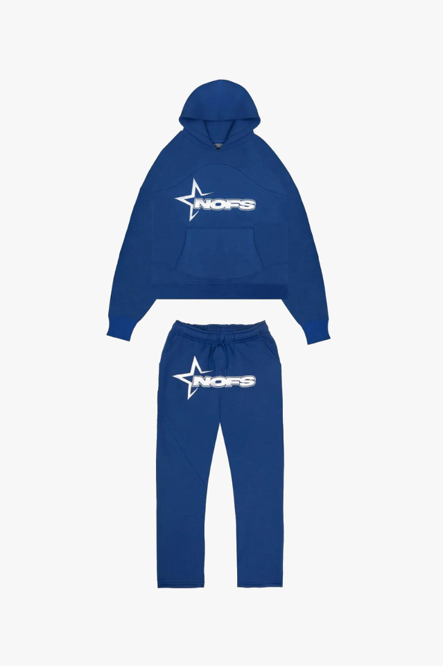 Levoire | Ensemble de sport unisexe tendance pour hommes et femmes avec capuche et pantalon de jogging Bleu