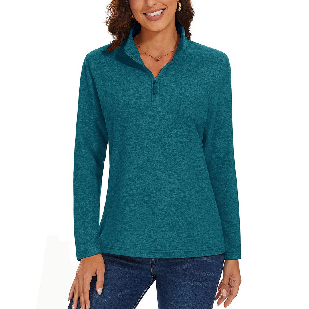 Levoire | Pull femme à fermeture éclair, motif en côtes et confort Bleu-a