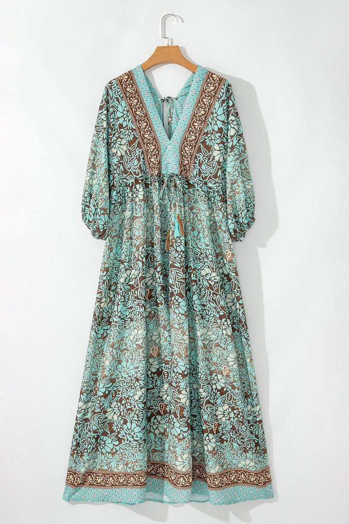 Levoire | Robe En Style Boho Avec Motif Floral, Lacets Et Dos Ouvert