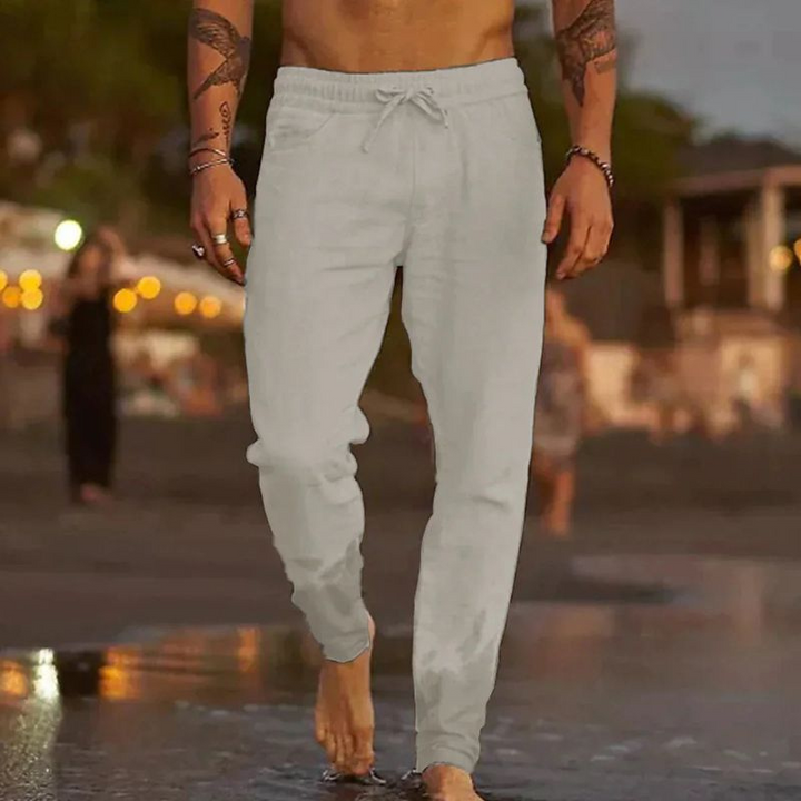 Levoire | Pantalon en lin pour hommes Pantalon tendance pour hommes Gris clair