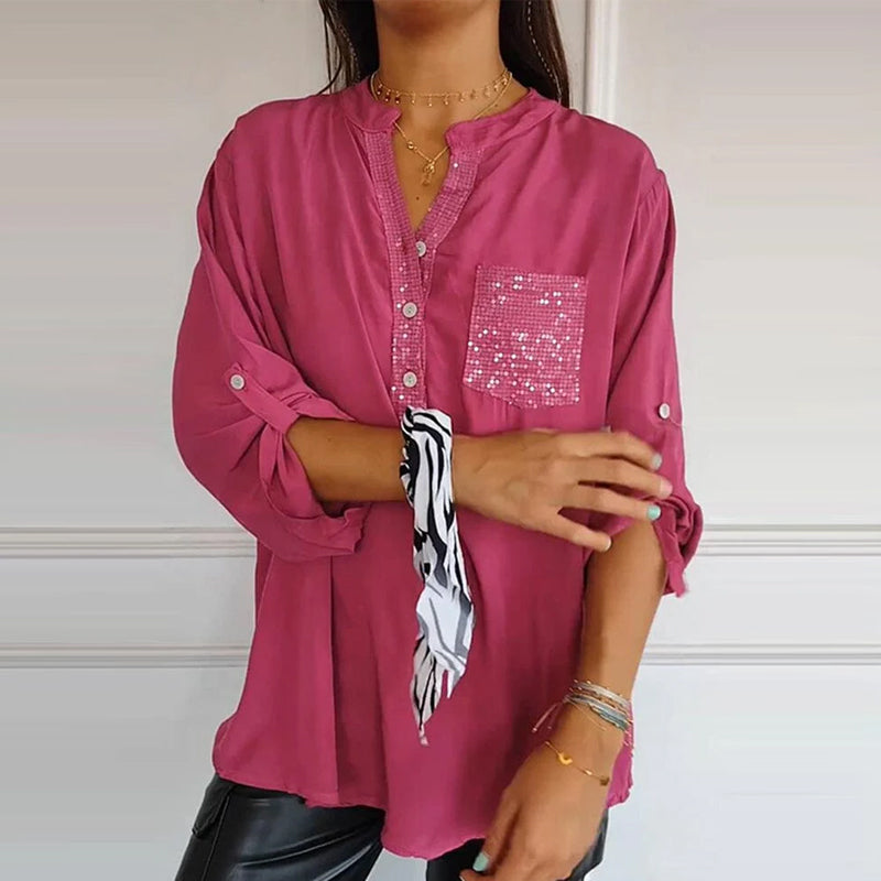 Levoire | Blouse En Coton Avec Paillettes Décolleté En V