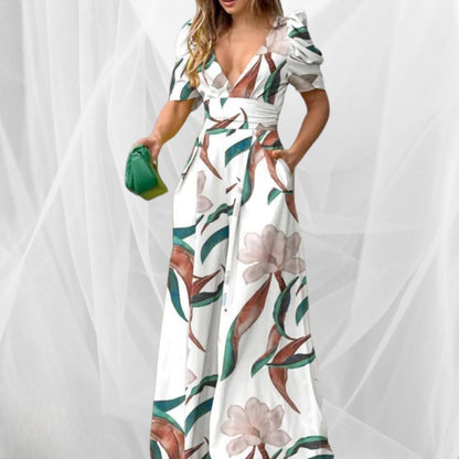 Levoire | Robe Décolleté V Imprimé Stylé Blanc