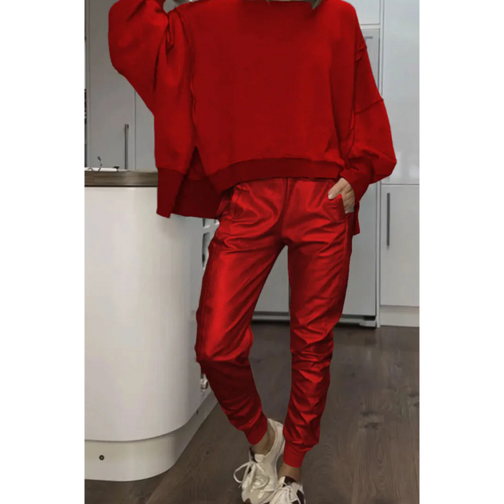 Levoire | Lssiges Rond Cou Set Femmes Pantalon Cuir Rot