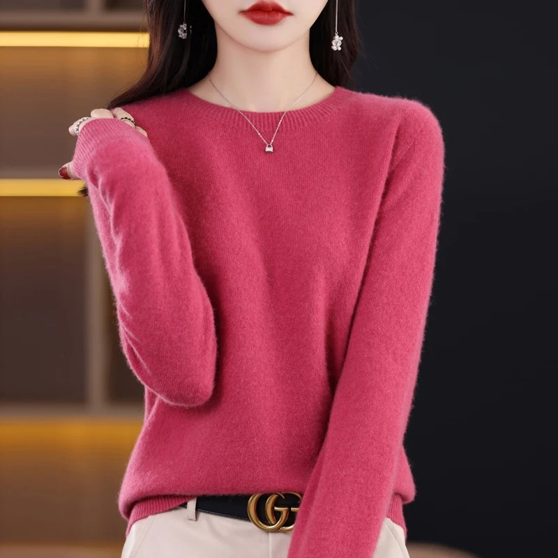 Levoire | Cachemire-pull Nuisettes Col Rond, Doux Luxe & Chaleur Rosa