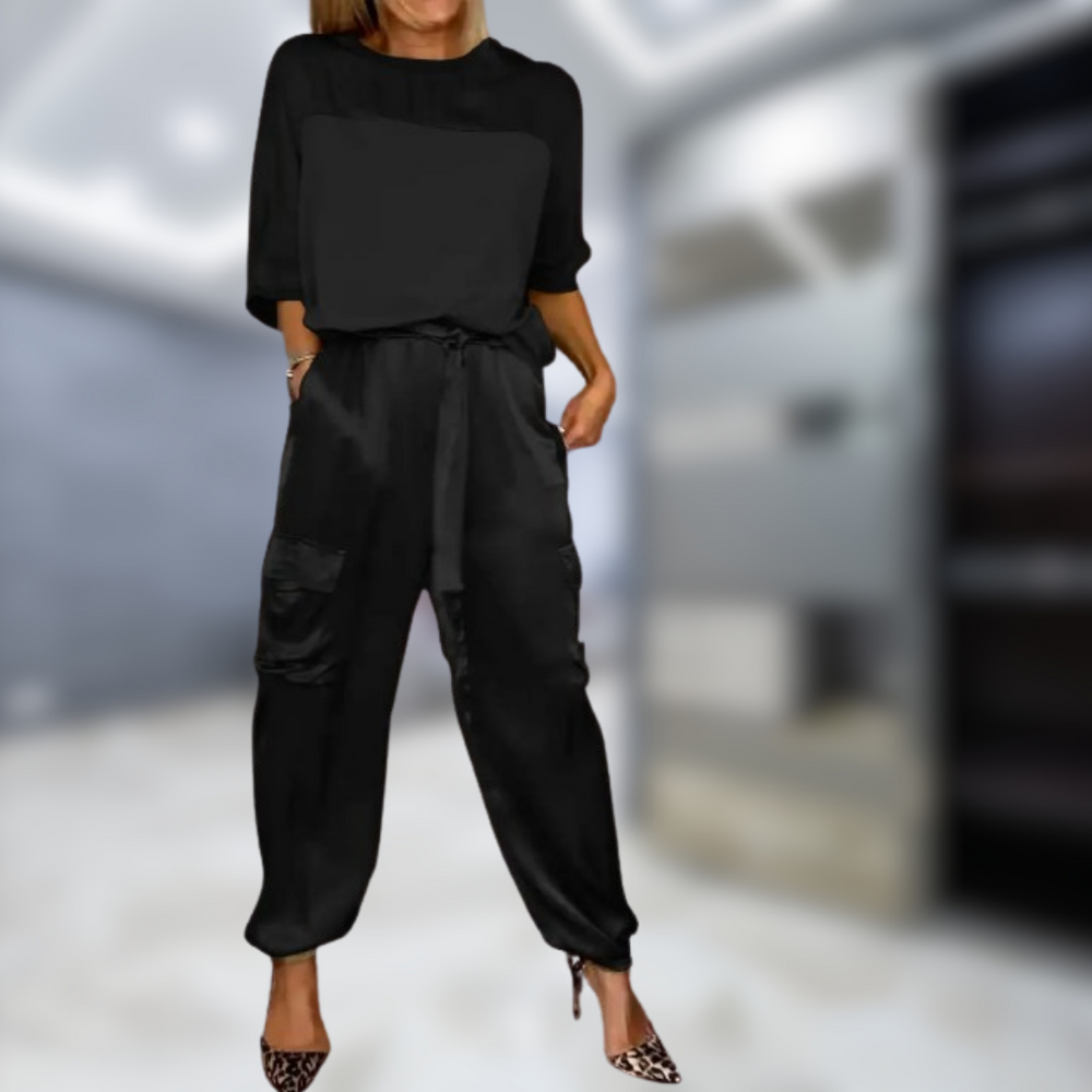 Levoire | Ensemble de top et pantalons à manches mi-longues Nero