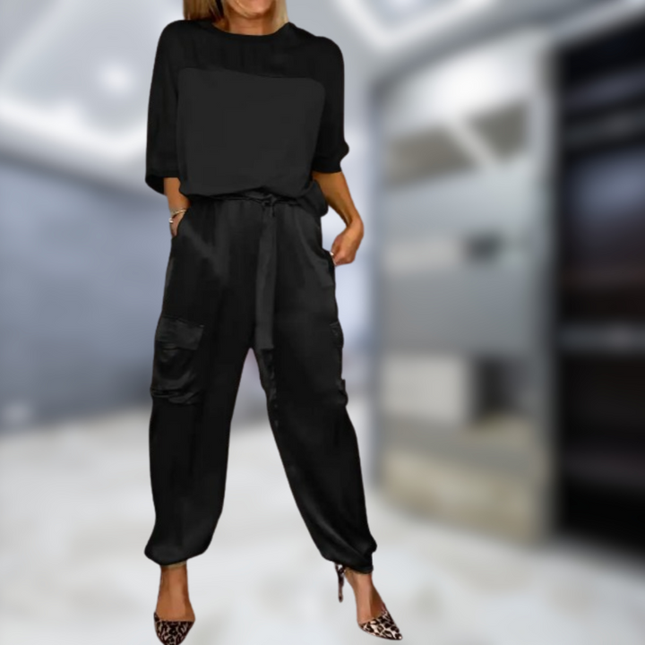 Levoire | Ensemble de top et pantalons à manches mi-longues Nero