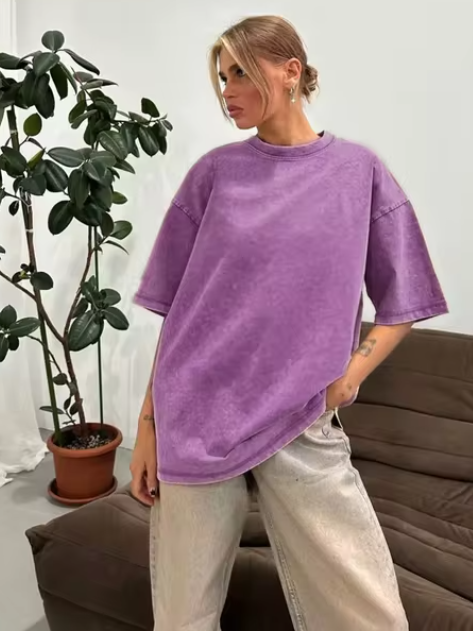 Levoire | T-Shirt En Coton Rétro Pour Femmes Vintage Lila