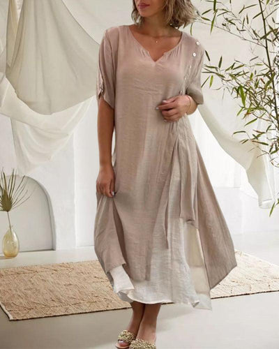 Levoire | Robe À Manches Courtes Et Col En V Pour Un Style Casual Chic
