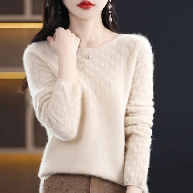 Levoire | Kashmir Pull pour Femmes Design de Tricot Élégant, Doux & Chaud Beige