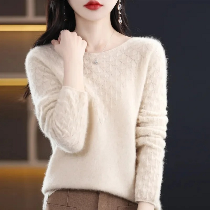 Levoire | Kashmir Pull pour Femmes Design de Tricot Élégant, Doux & Chaud Beige