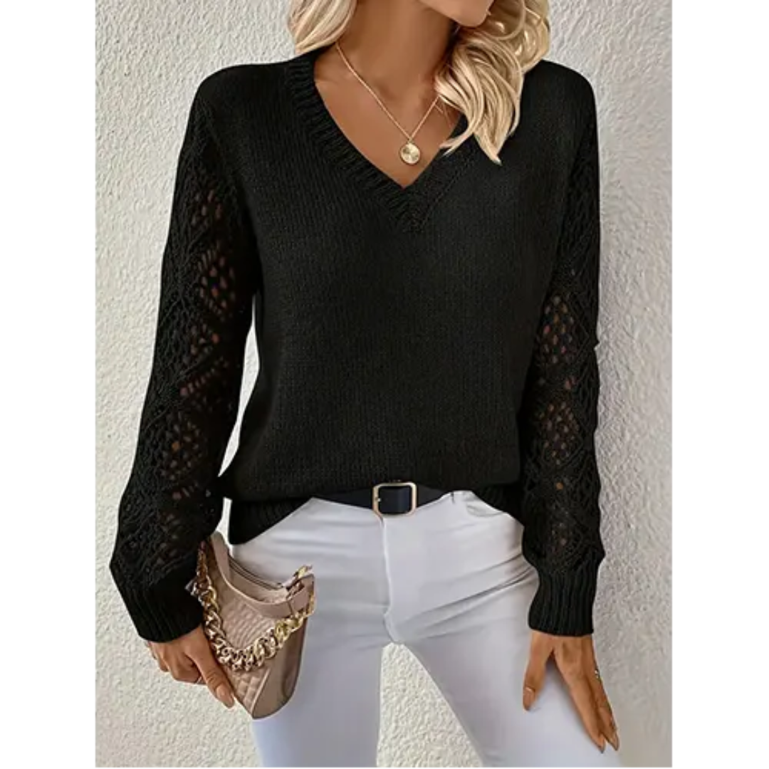 Levoire | Pull à V pour femmes Noir