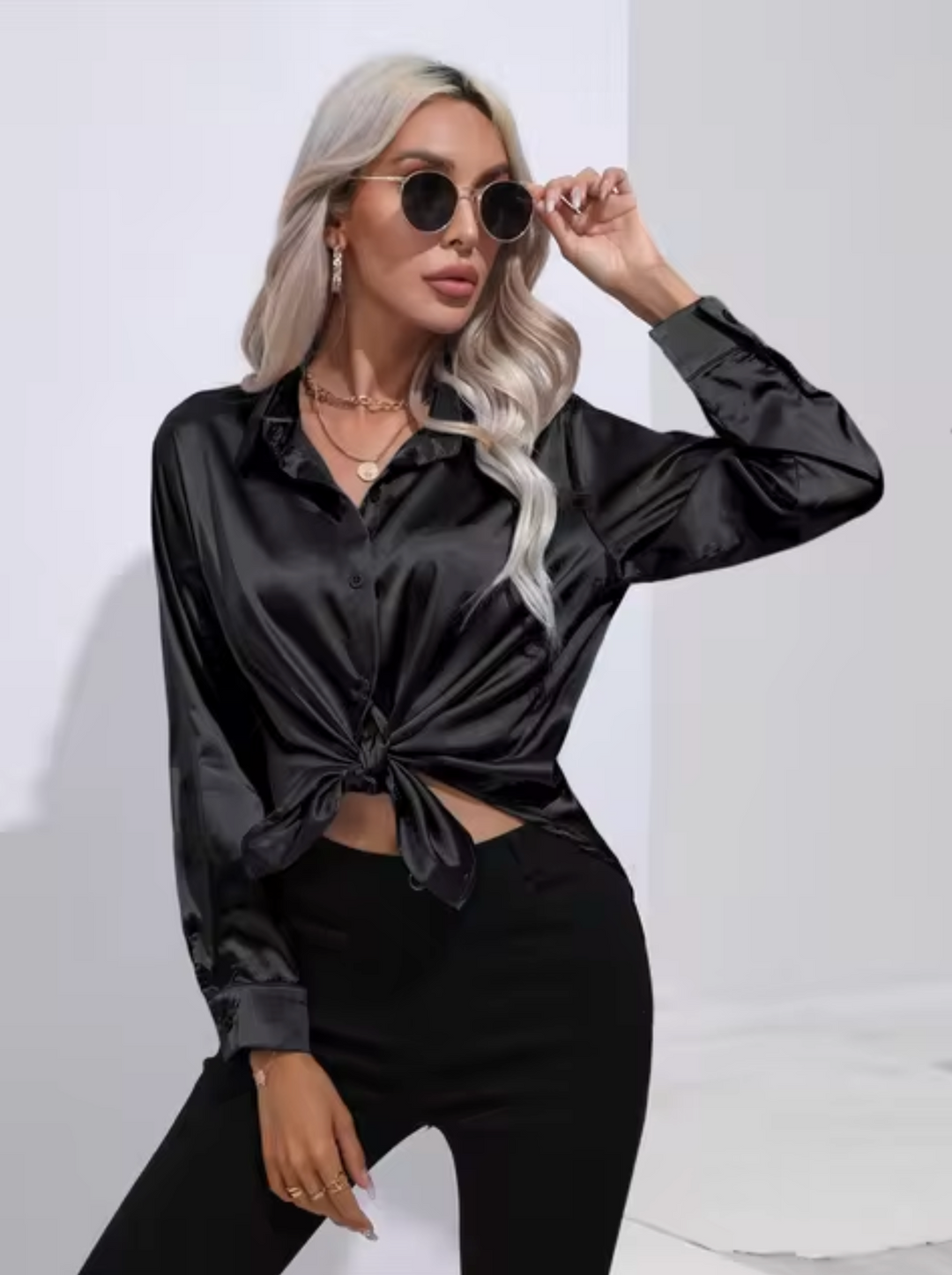 Levoire | Chemisier Luxe Avec Manches Longues Noir