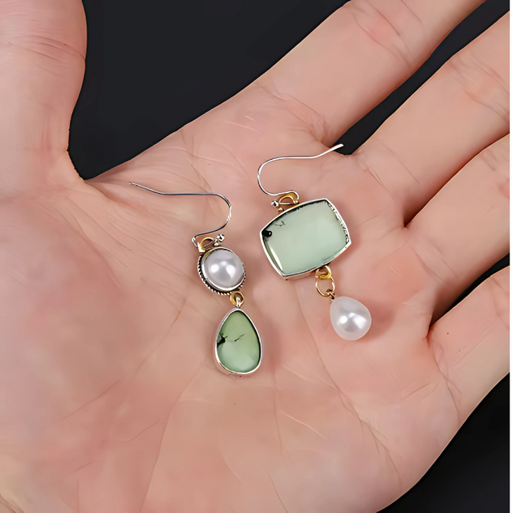 Levoire | Boucles D'Oreilles Avec Perles Vertes Et Blanches