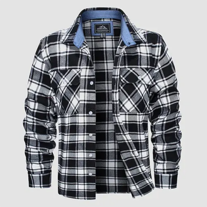 Levoire | Blouse à carreaux à manches longues Boutons en bas Noir