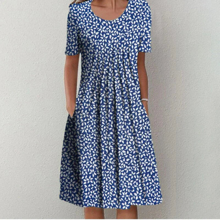Levoire | Robe En Lin Bleu avec des fleurs