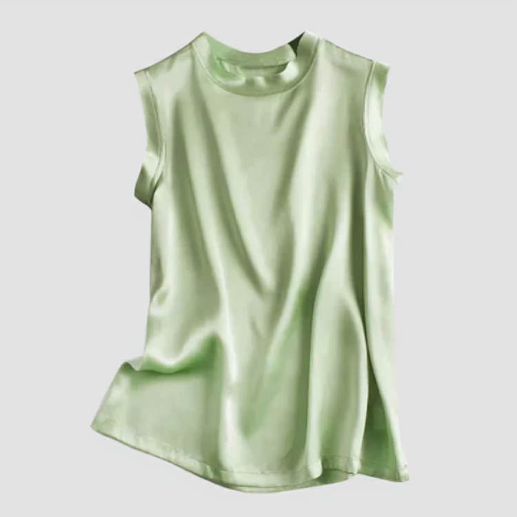 Levoire | Élégante Blouse Sans Manches En Satin Vert