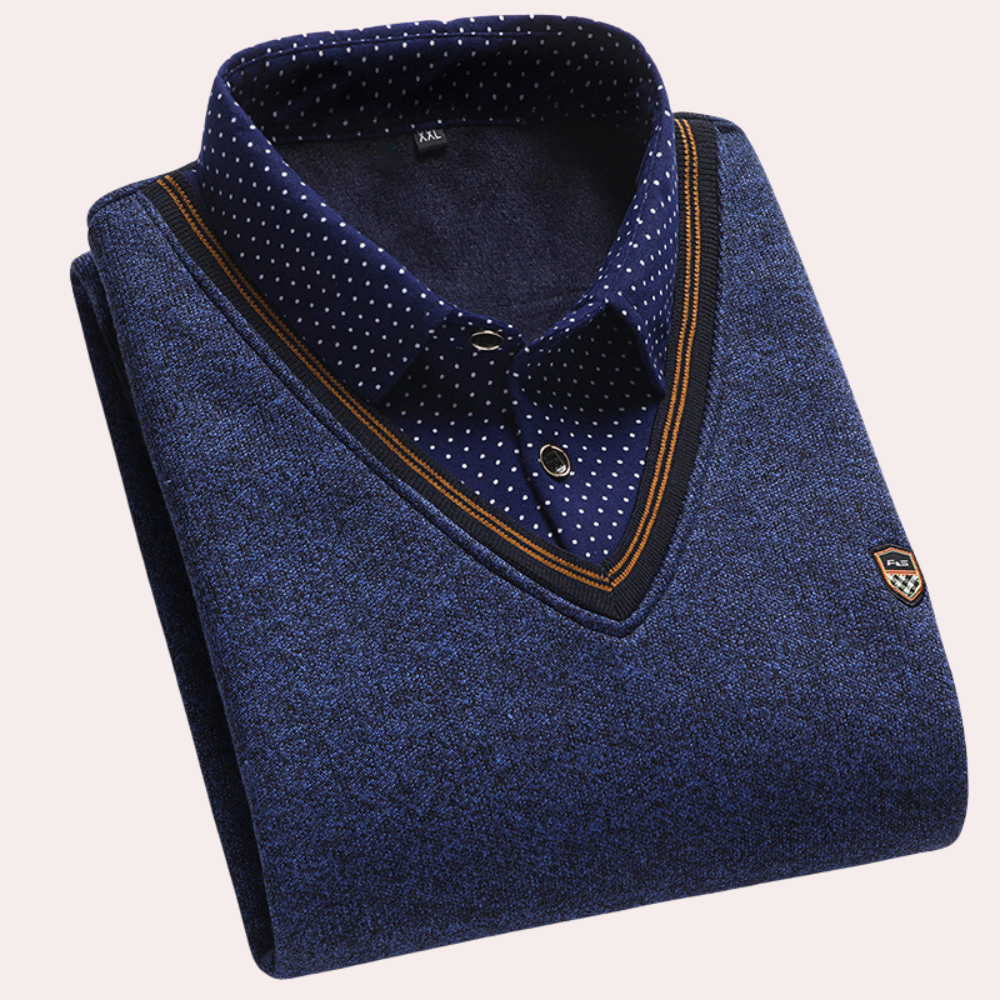 Levoire | Pull classique pour hommes avec col de chemise pour hommes Bleu