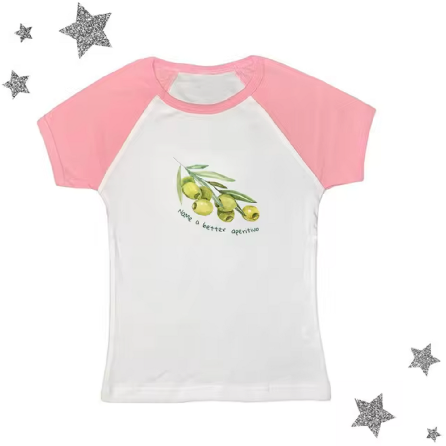 Levoire | Tops Avec Motifs D'Olives Blanc – manches roses