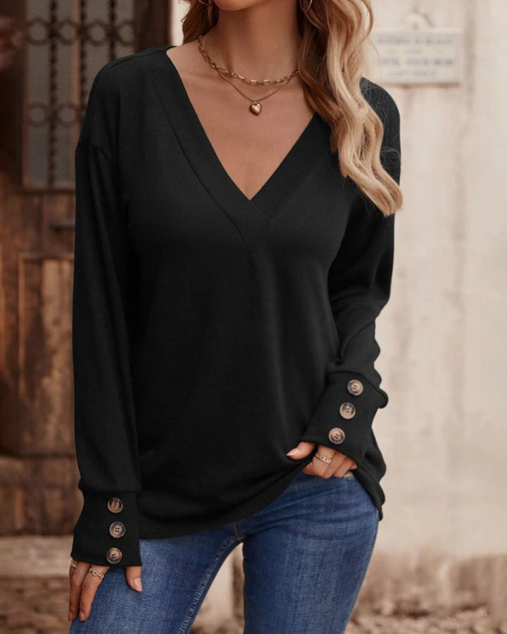 Levoire | T-Shirt À Col En V Pour Femmes Natalie Noir