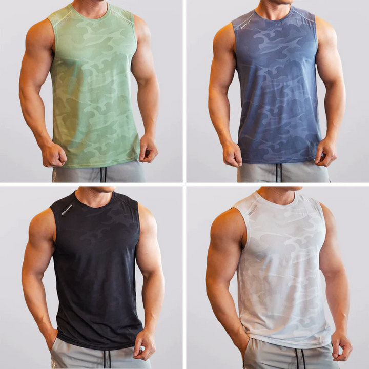 Levoire | T-shirt de sport pour hommes sans manches pour l'été Vert Bleu Noir (1 Gratuit)