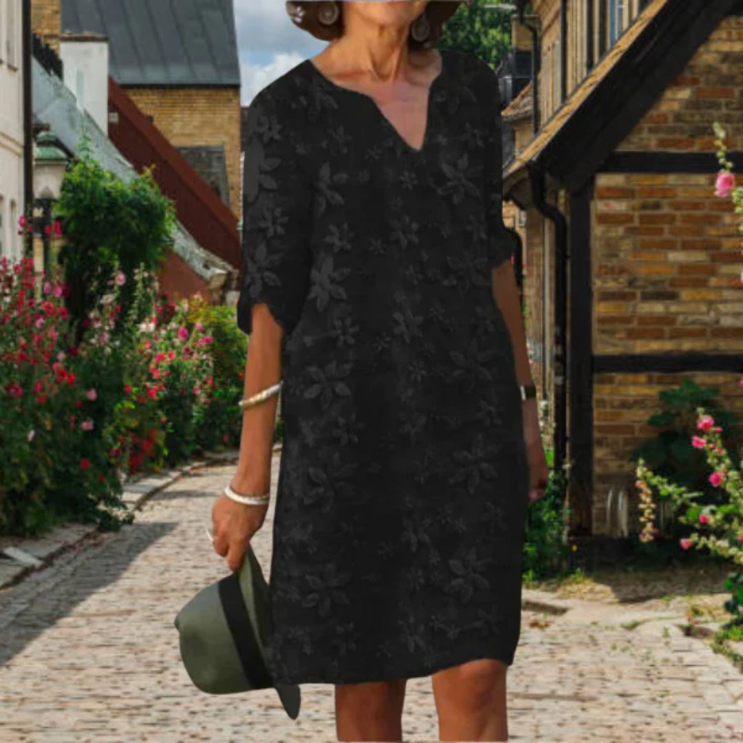 Levoire | Robe Mini Décontractée Col V Pour Femmes Noir