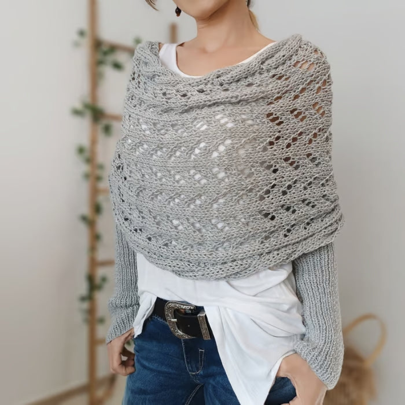 Levoire | Écharpe tricot boho pour femmes, flatteuse et confortable pour les femmes Gris clair