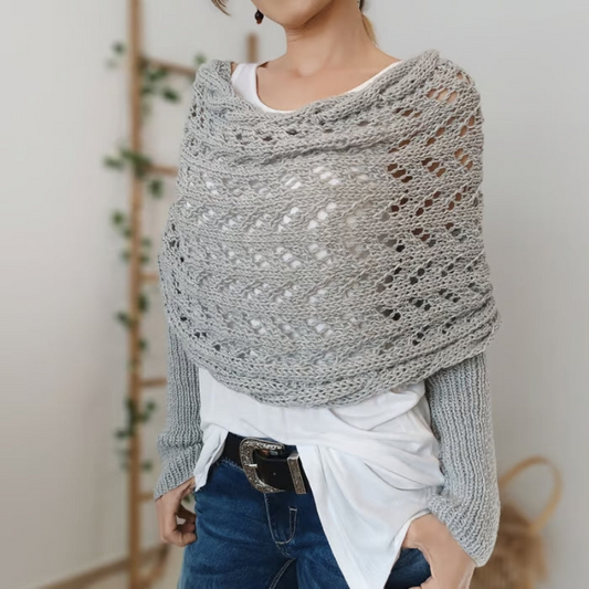 Levoire | Écharpe tricot boho pour femmes, flatteuse et confortable pour les femmes Gris clair