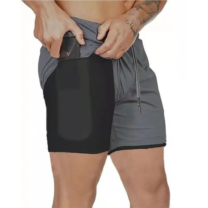 Levoire | 2 en 1 Shorts de sport pour hommes Gris foncé (noir)