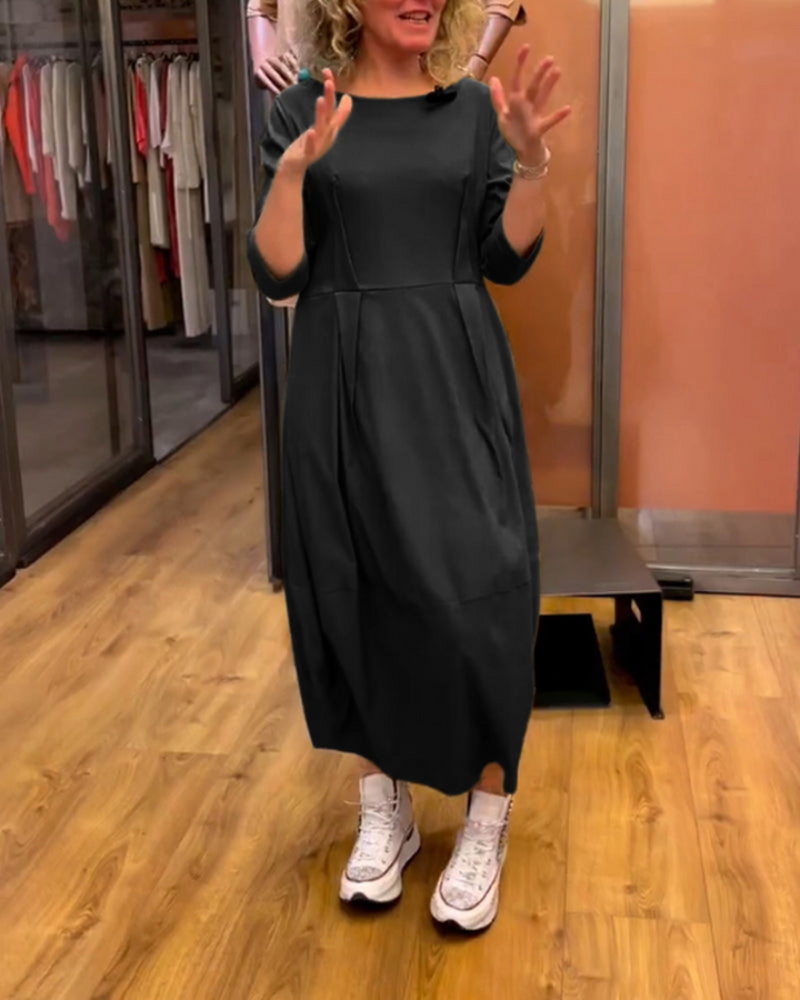 Levoire | Robe flatteuse pour femmes avec col rond élégante pour femmes Noir