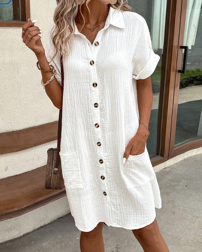 Levoire | Robe Chemise Décontractée Avec Boutons Et Poches Pour Femmes