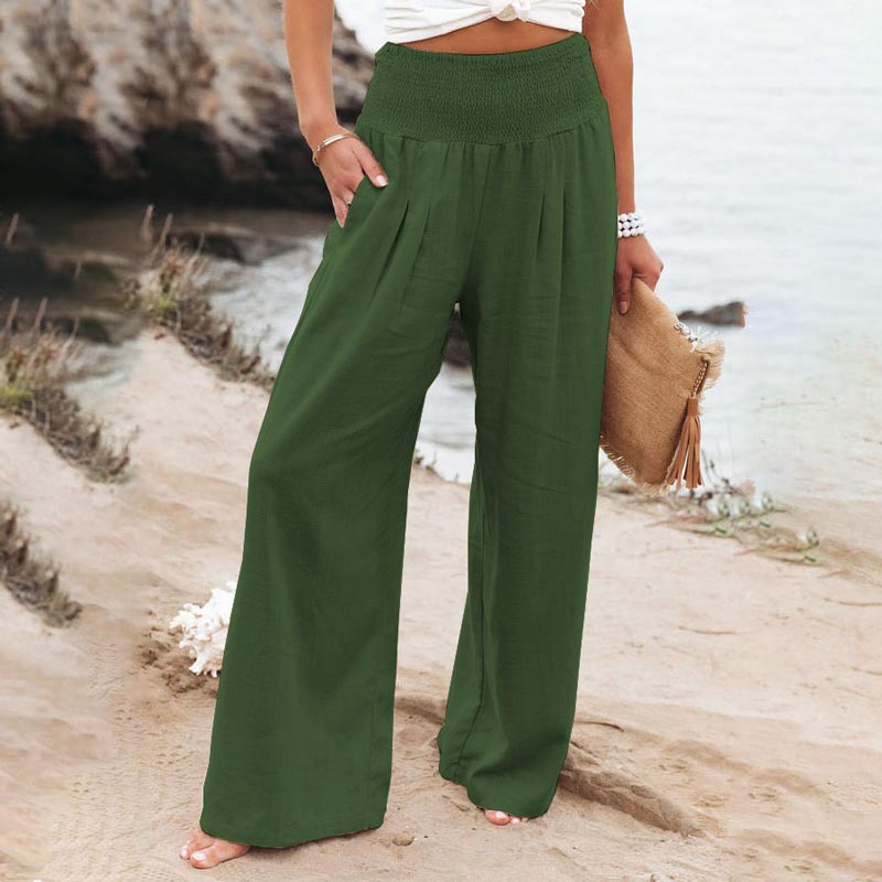 Levoire | Pantalons Décontractés À Jambes Larges Et Poches Vert foncé