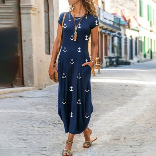 Levoire | Maxi-Robe Longue À Motifs, Confectionnee En Coton Et Lin