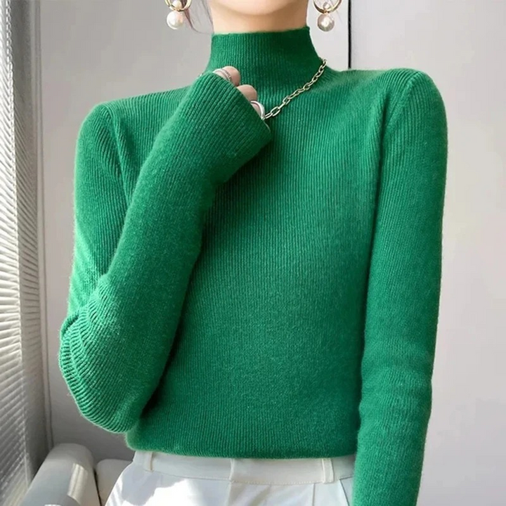 Levoire | Femme Haut Col Roulé Ribbitty Pull Doux Et Élégant Haut Col Roulé Femme Vert