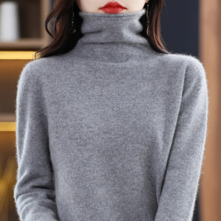 Levoire | Luxe Cachemire Pull Femme Doux Col Montant, Chaud & Élégant Gris