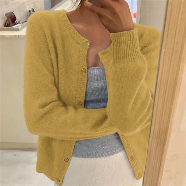 Levoire | Veste Tricotée Unicolore Pour Femmes Jaune Une taille