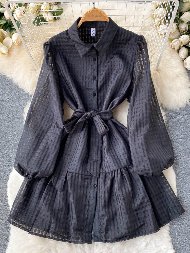 Levoire | Robe Mini Élégante Avec Manches Lanternes Une taille Noir